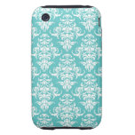 Blaues Damastmuster Vintager girly Chicleuchter Tough iPhone 3 Hülle
