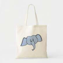 Blaues Elefant-Gesicht. Cartoon Leinentaschen