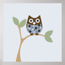 Blaues Eulen-Baby Plakatdruck