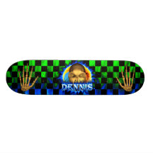 Blaues Feuer Dennis-Schädels und Flammen-Skateboar Individuelle Decks