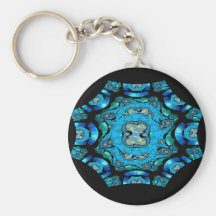 Blaues Fraktal Keychain Schlüsselbänder