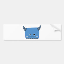 Blaues gehörntes Monster Auto Aufkleber