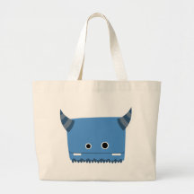 Blaues gehörntes Monster Leinentasche