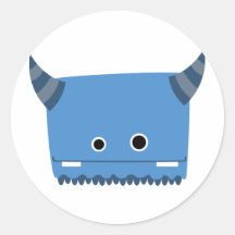 Blaues gehörntes Monster Sticker