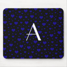 Blaues Herzmuster des Monogramms Mauspad