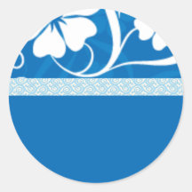 blaues hisbiscus runder sticker