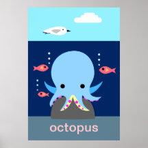 Blaues Kraken-Plakat