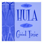 Blaues Retro Luau Hula eine der guten Zeit-Einladu