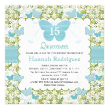 Blaues Schmetterling Quinceanera Einladungs-Foto