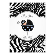 Blaues Schwarzeszebra-Baby-Duschen-Einladungen