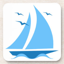Blaues Segelboot Untersetzer