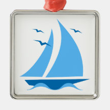 Blaues Segelboot Weihnachtsornament