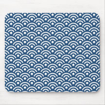 Blaues Seigaiha Mitternachtsmuster Mousepad