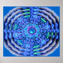 Blaues Spitze-Mandala-Plakat