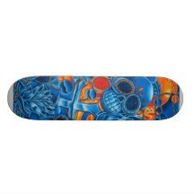 Blaues und orange Schädel-Skateboard Skateboard Deck