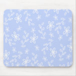 Blaues und weißes Blumen-Muster Mousepad