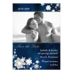 Blaues Winter-Foto Wedding mit Blumen Save the Dat Ankündigung
