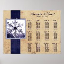 Blaues Winter-Schneeflocke-Hochzeits-Sitzplatz-Dia Plakatdruck