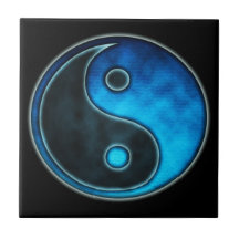 Blaues Yin Yang Symbol Fliesen