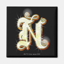 Bling Alphabet N Kühlschrankmagnet