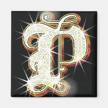 Bling Alphabet P Kühlschrankmagnete