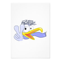 Blitzender Cartoon-Vogel das Friedenszeichen Einladungskarte