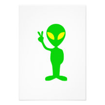 Blitzendes Raum-alien das Friedenszeichen Ankündigung