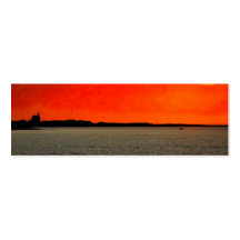 Block-Insel-Nordleuchtturm an der Sonnenuntergang- Visitenkarte
