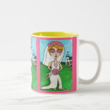 Blonde Braut u. Bling - Hochzeitsbecher Tasse