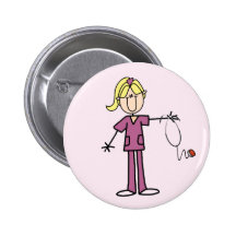Blonde weibliche Strichmännchen-Krankenschwester-T Button