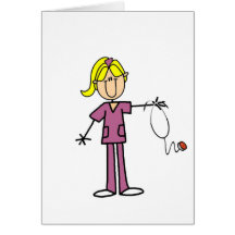 Blonde weibliche Strichmännchen-Krankenschwester-T Grußkarten