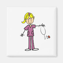 Blonde weibliche Strichmännchen-Krankenschwester-T Magnete