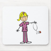 Blonde weibliche Strichmännchen-Krankenschwester-T Mousepads