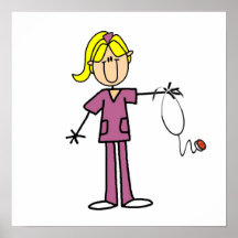 Blonde weibliche Strichmännchen-Krankenschwester-T Posterdrucke