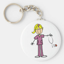 Blonde weibliche Strichmännchen-Krankenschwester-T Schlüsselanhänger