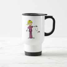 Blonde weibliche Strichmännchen-Krankenschwester-T Kaffee Haferl