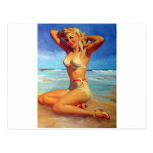 Blondes Pinup-Mädchen Postkarte