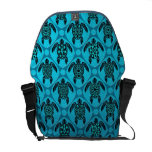 Blue and Black Sea Turtle Pattern Courier Bag