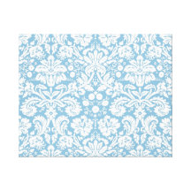 Blue fancy damask pattern canvas prints