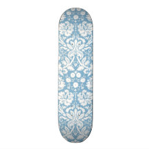 Blue fancy damask pattern skate board