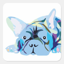 Blue French Bulldog Quadrataufkleber