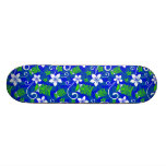 Blue Island Floral Tiki Masks Custom Skateboard