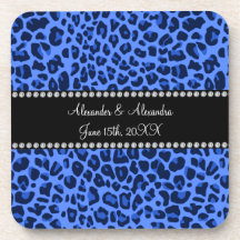 Blue leopard pattern wedding favors coasters