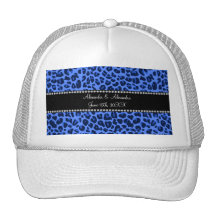 Blue leopard pattern wedding favors trucker hats