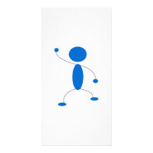 Blue Stick Figure Dancing Photo Cards