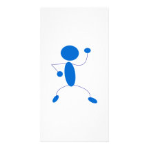 Blue Stick Figure Dancing Photo Greeting Card