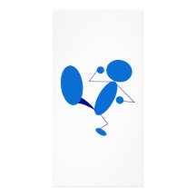 Blue Stick Figure Kicking Personalized Photo Card