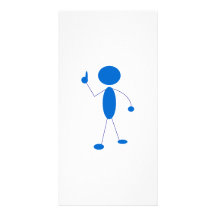 Blue Stick Figure Number One Photo Card