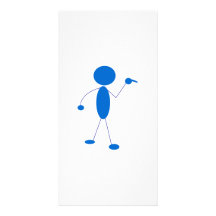 Blue Stick Figure Pointing Personalized Photo Card