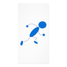 Blue Stick Figure Running Photo Cards